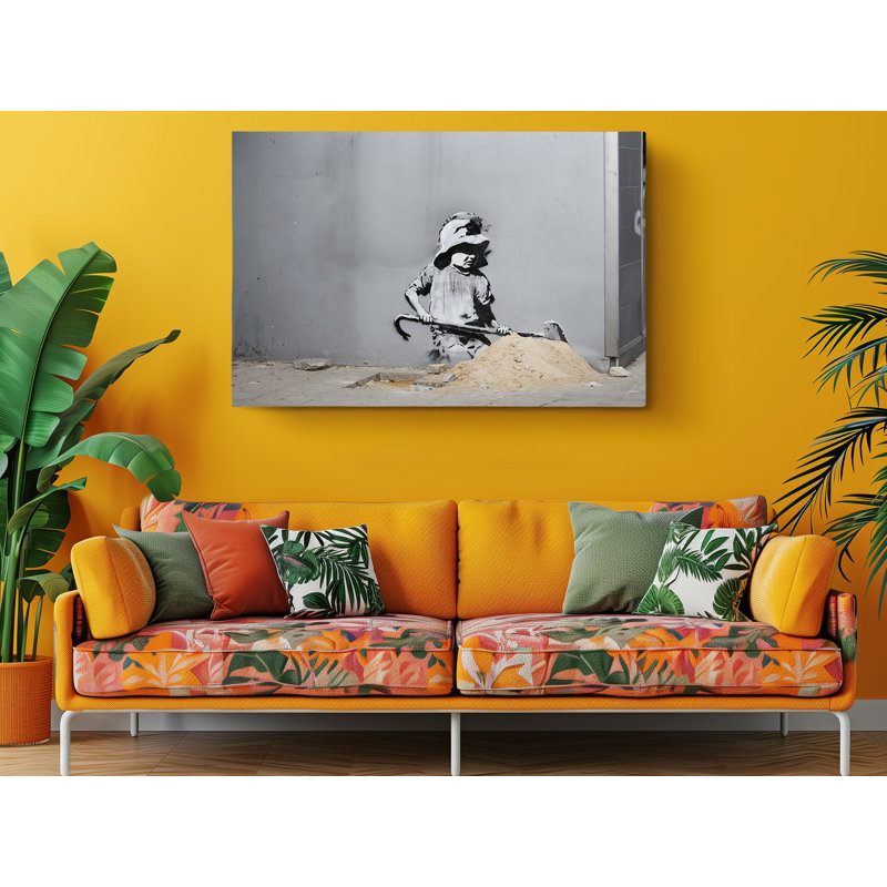 Impression sur toile Banksy Crowbar Girl Street, H 30 po x l 45 po