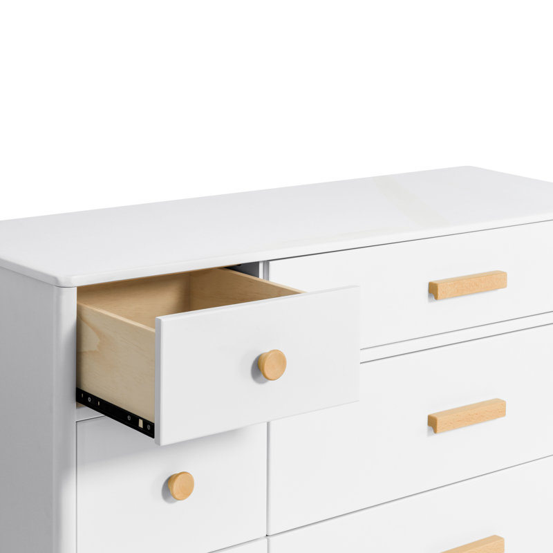 Lolly 6-Drawer Assembled Double Dresser, White/Natural