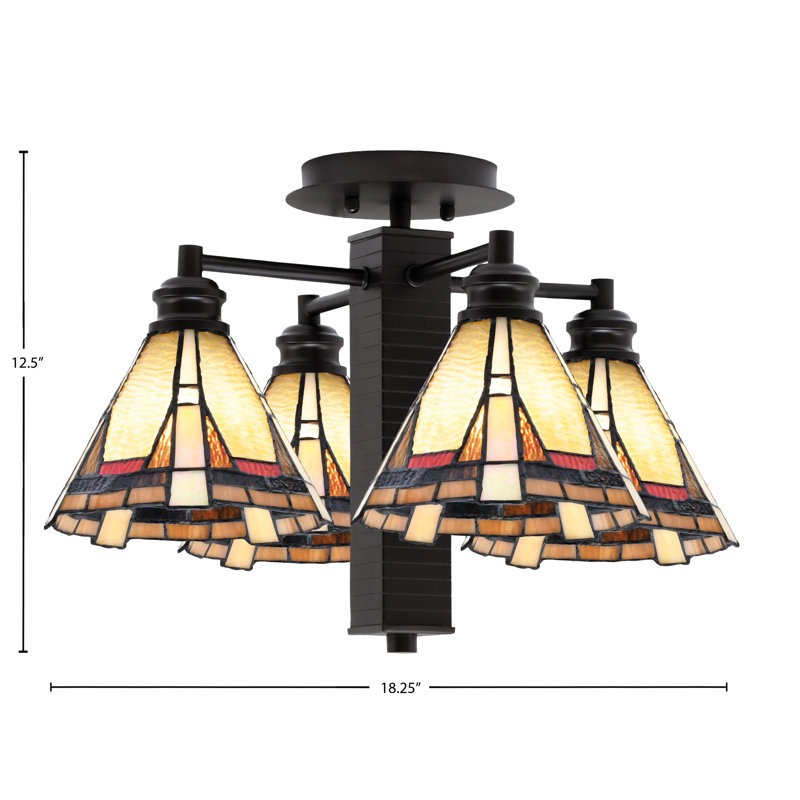Luminaire semi-encastré 4 lumières Edge au fini espresso avec verre Zion 7 po