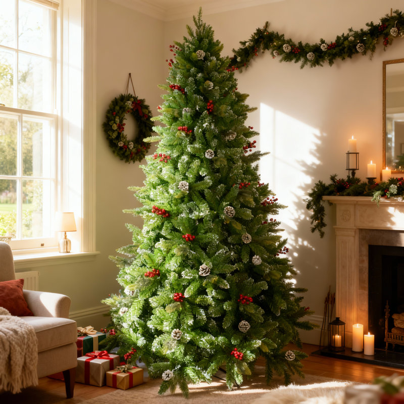 Lighted Artificial Christmas Tree, 7 ft.