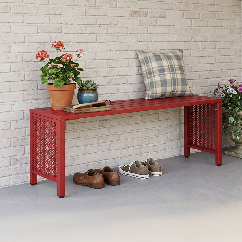 Banc de patio en métal 39,3 pouces, Red