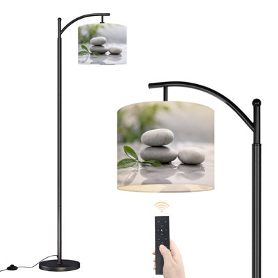 Lampe sur pied arquée avec abat-jour réglable, style Zen Garden, lampe sur pied empilable, 3 températures de couleur, intensité variable, avec interrupteur au pied pour chambre à coucher