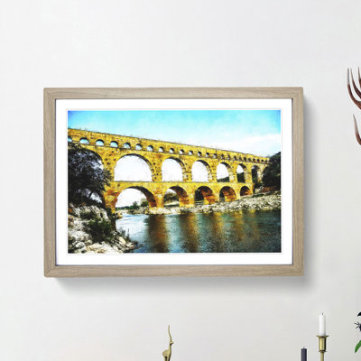 Pont Du Gard Bridge in France - Framed Print