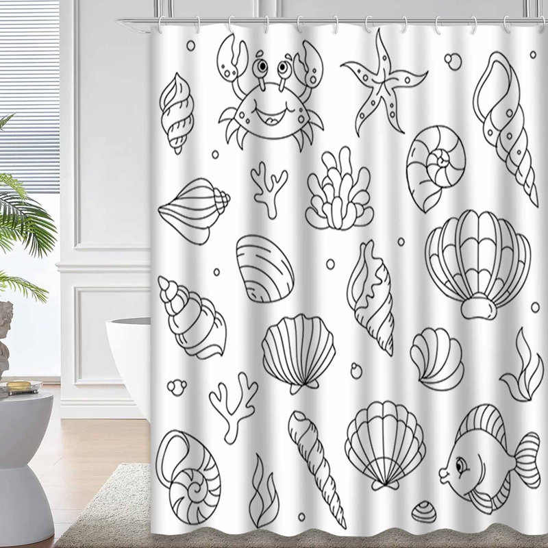 Rideau de douche imperméable avec 12 crochets, L 72 po x l 78 po