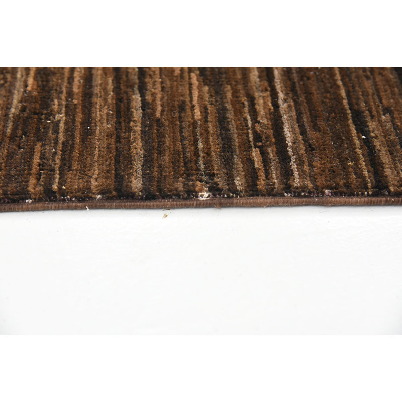 Tapis de zone en laine 3 pi 6 po x 6 pi 5 po one-of-kind noué la brown Nash
