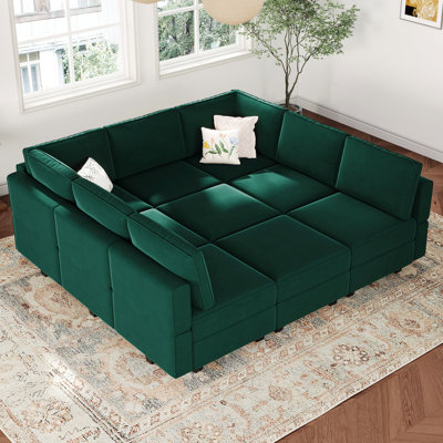 Canapé-lit modulaire réversible en velours Wylodene
