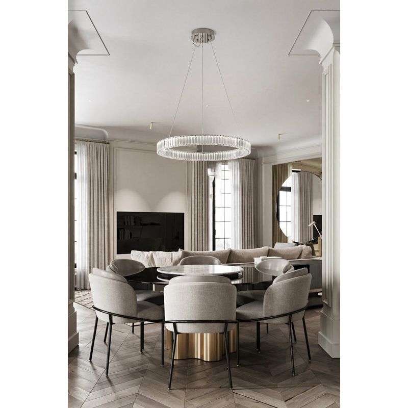 Lustre halo en chrome Sabbir avec détails en cristal transparent, Chrome