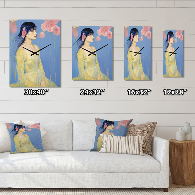 Elegant Pasian Lady Blossoming Pink Roses - Horloges murales roses, Grand