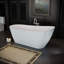 Baignoire autoportante en acrylique de 55 po, baignoire autoportante avec drain chromé Toe-Tap et trop-plein rainuré classique, certifié Cupc, blanc brillant