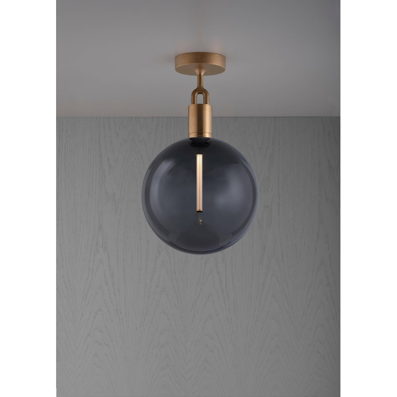 Fourche au plafond / globe / fumé / moyen / acier, Laiton, Grand, Fumé