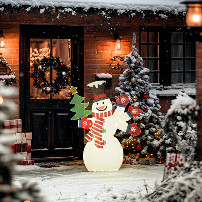 Bonhomme de neige illuminé 4 pi, décoration de Noël pour les fêtes en plein air