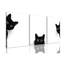 3 Piece Black Cat Canvas Wall Art Funny Animal Wall Art For Nursery Cute Picture Decor Minimalist Black Modern Prints For Children's Room Bedroom Framed