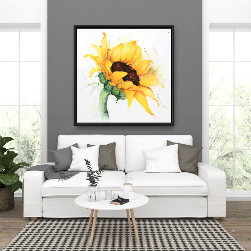 " Watercolor Sunflower With Paint Splash "