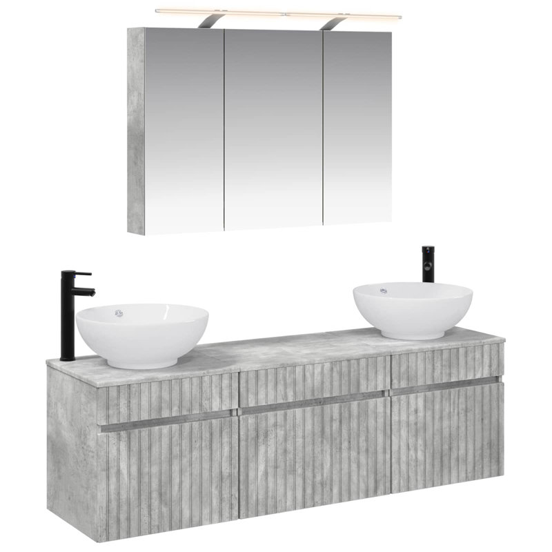 Vanity & Mirror Set, Grey