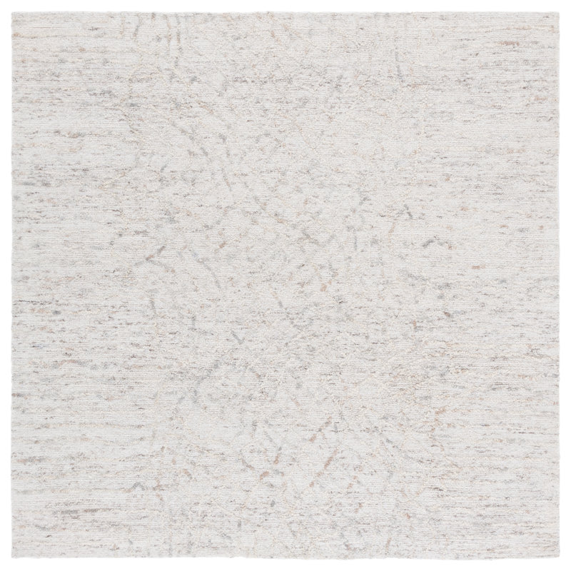 Mariom 534 Hand Tufted Wool/Cotton Abstract Indoor Use Only Rug in Beige/Gray, Square 6'