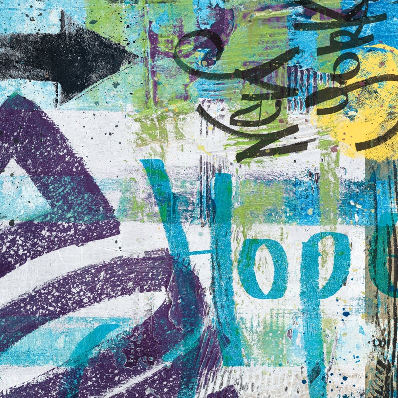 «City Graffiti II» par Roque Silva - peinture sur toile tendue, H 36 po x l 36 po