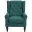 Fauteuil d'appoint capitonné à boutons avec haut dossier à oreilles, accoudoirs rembourrés arrondis et siège rembourré épais, vert foncé-1135378650