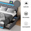 Estella Linen Upholstered Bed With LED Lights, USB Ports & 4 Drawers-1496149292