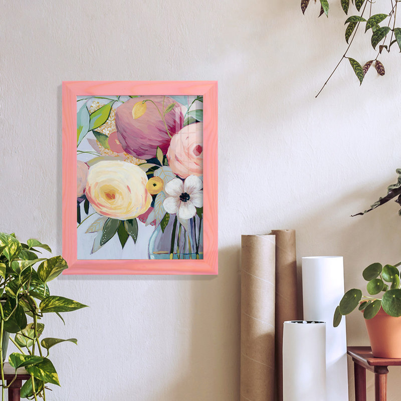 Georgia Bouquet I, encadré sur papier, H 11 po x l 9 po x P 1 po, Rose