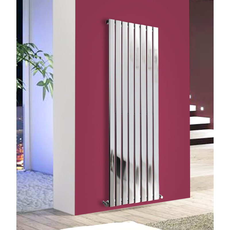 Shonnard Vertical Single Flat Panel Radiator, Chrome, 180cm H x 54.4cm W