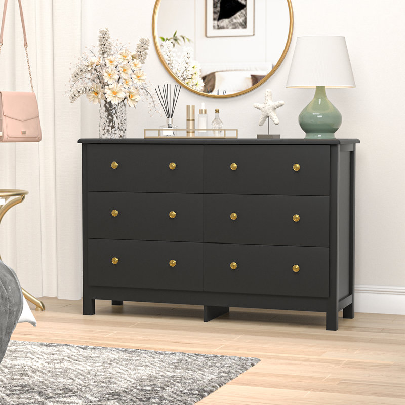 47.2 " W 6 - Drawer Dresser, Black