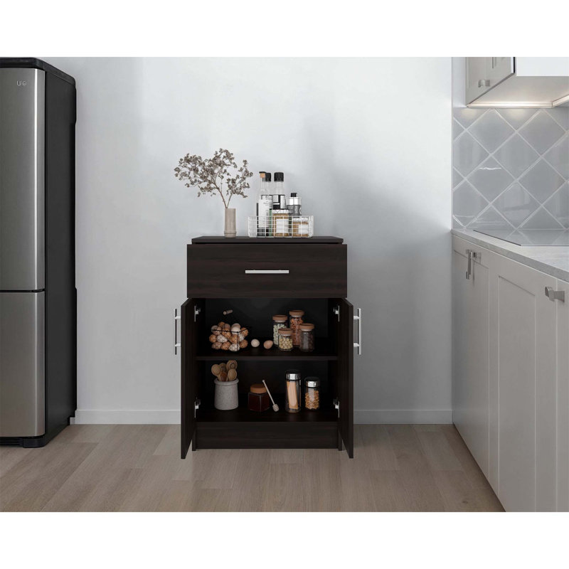 Garde-manger compact à 2 portes avec tiroir, solution de rangement compacte et durable pour les petites cuisines
