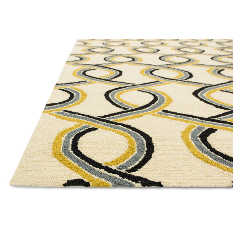 Tapis intérieur/bleu ivoire crocheté à la main/outdoor area Danko, Rond 7 pi 10 po