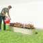 Ensemble de jardin rectangulaire surélevé en métal en acier galvanisé blanc éclatant, 76,75 x 24,5 x 11,75 pouces, boîte à fleurs à base ouverte avec bordure de sécurité