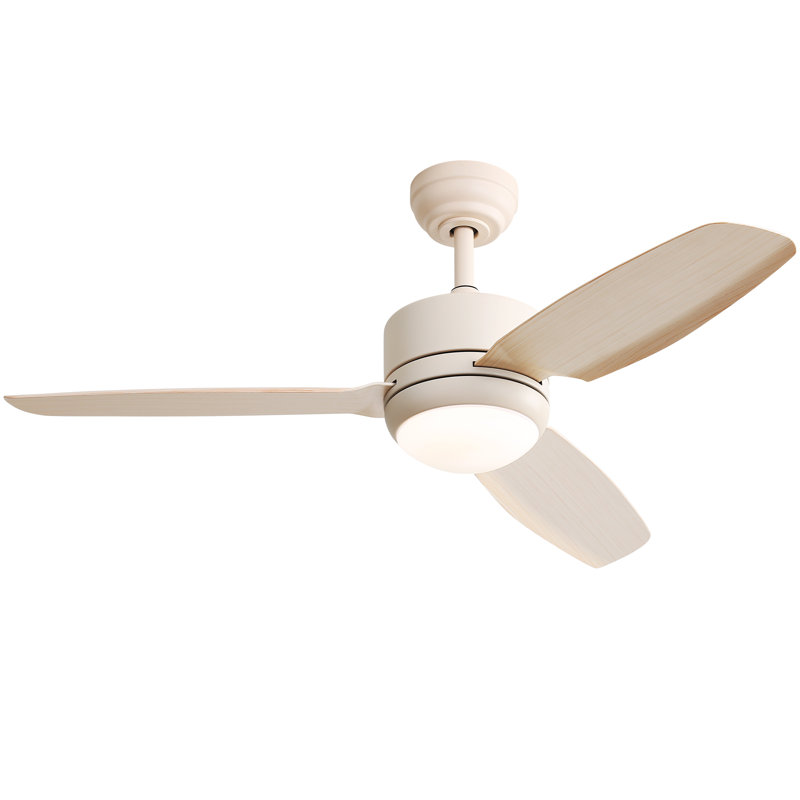 Norbu 47" 3-ABS-Blade Modern Indoor/Outdoor Ceiling Fan with Dimmable LED Lights, Remote Control, Cream with Cream Blades