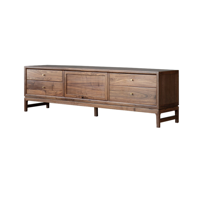 Meuble télé en bois de noyer massif, 62.99"