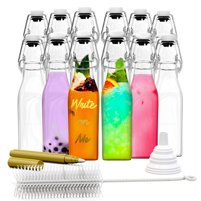  Ensemble de bouteilles en verre à couvercle carré 8,5 oz (paquet de 12)