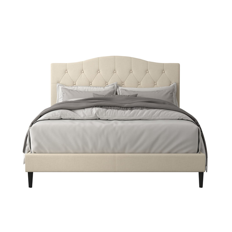 Arnette Upholstered Platform Bed, Full / Double, Beige
