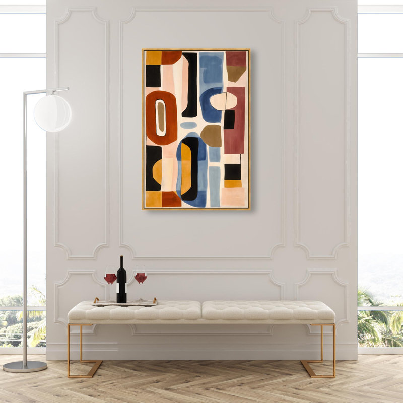 Oliver Gal Rhythmic Colorscape I Abstract - Heavy Gel Top Coat Framed Canvas Art, 46" H x 31" W, Gold