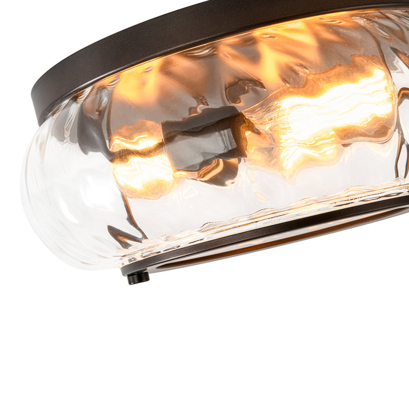 3 - Light Clear Water Ripped Glass Bowl Flush Mount
