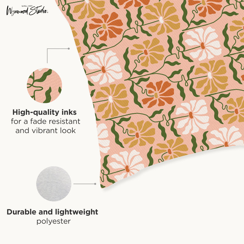 Housse de coussin floral en polyester