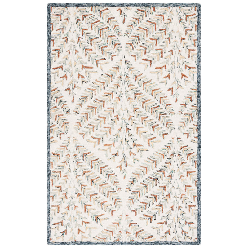 Tapis ivoire / vert Janeidy 208, Rectangulaire 3 pi x 5 pi