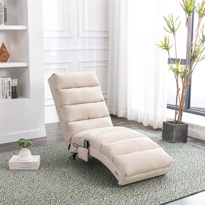 Elegant Linen Massage Chaise Lounge With Remote Control, Ergonomic Design For Relaxation And Comfort