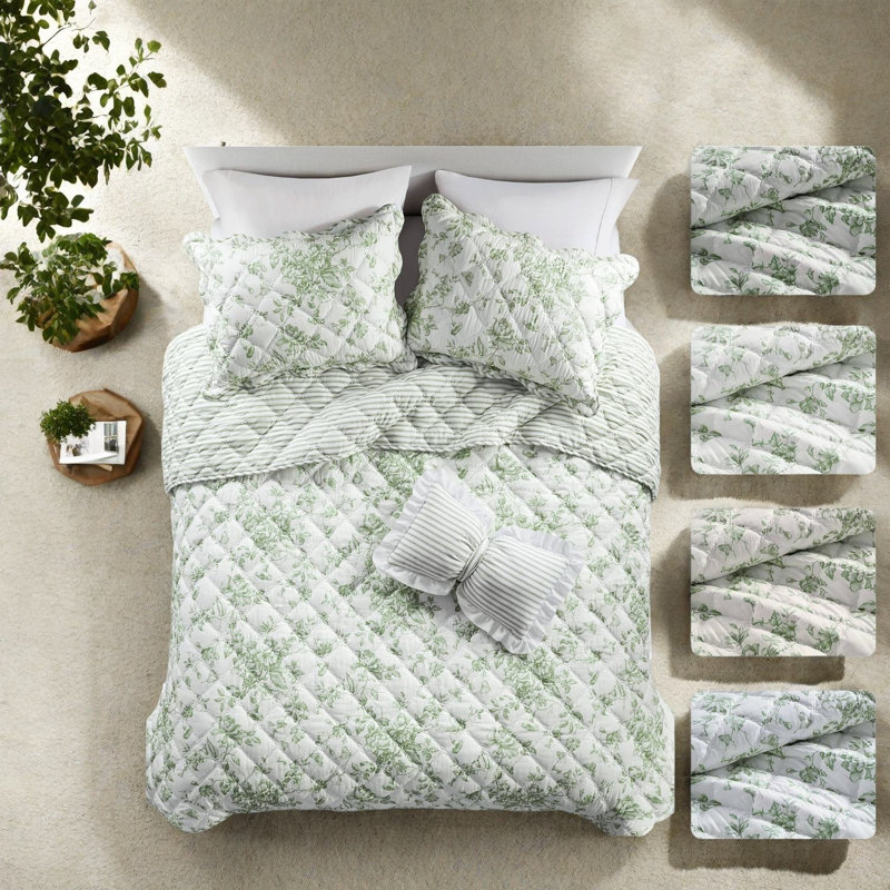 Ensemble de literie réversible pour très grand lit, courtepointe florale en polyester pour maison moderne