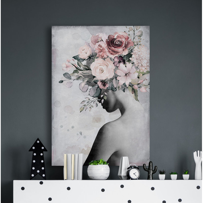 Couronne florale fraîche - reproduction sur toile tendue, H 36 po x l 24 po x P 1,5 po
