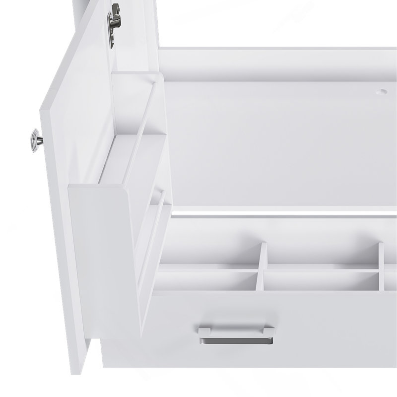 Meuble-lavabo 42 po sans lavabo, armoire de salle de bain multifonctionnelle avec portes et tiroir, structure solide et panneau de fibres à densité moyenne (base seulement)