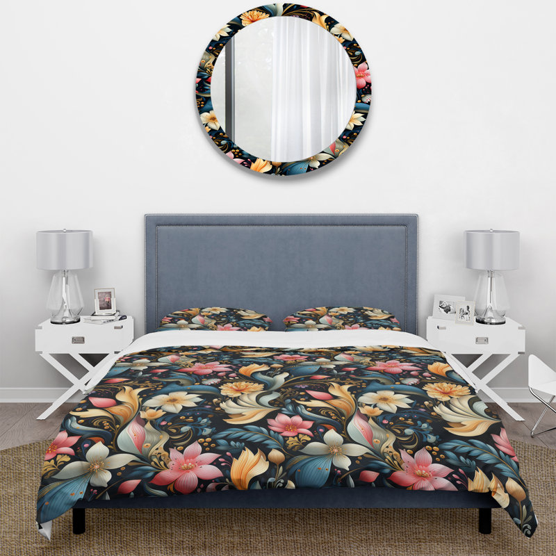 Literie moderne à motif cachemire bohème, Housse de couette pour grand lit et 2 taies décor