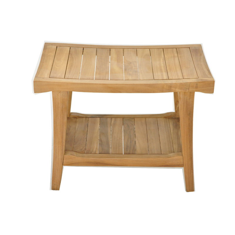 Spateak Grade-A Teak Wood Milan Shower Seat 24" Outdoor Patio Stool Bench