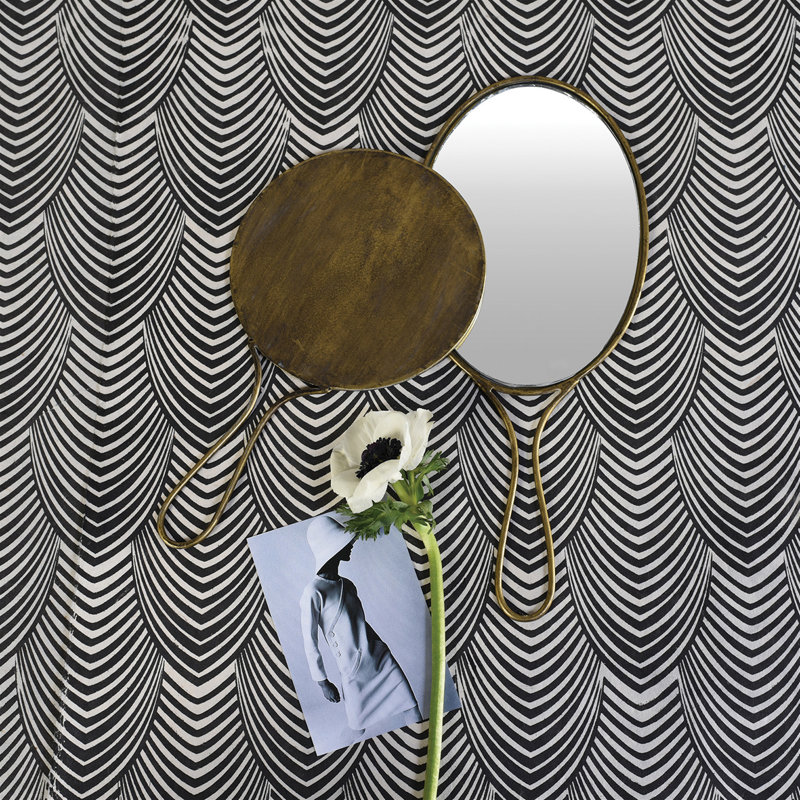 Miroir lena à la main, laiton-laiton rond