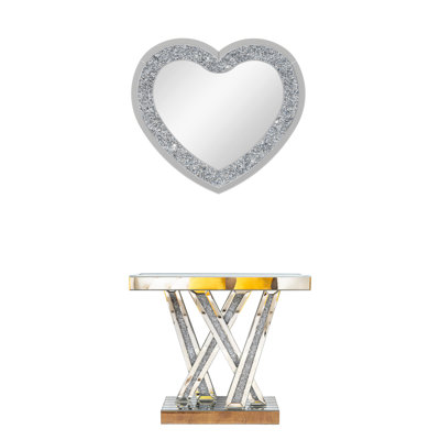 Modern Mirrored Console Table and Mirror Set Ultra‑Modern Contemporary Glam Stylish Crushed Diamond Home Decor