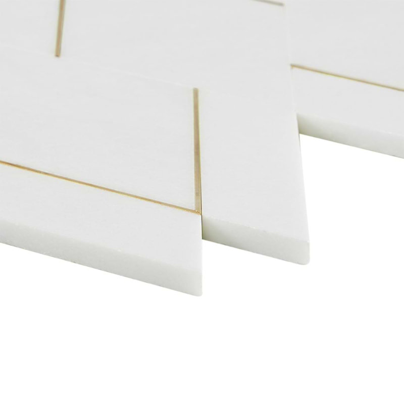 Enver Polished Marble And Brass Mosaic, Thassos/Brass