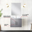 Meuble-lavabo simple gris foncé avec comptoir en marbre, 18 po Miroir et robinet - Teinture 24 avec comptoir, miroir et-121054489
