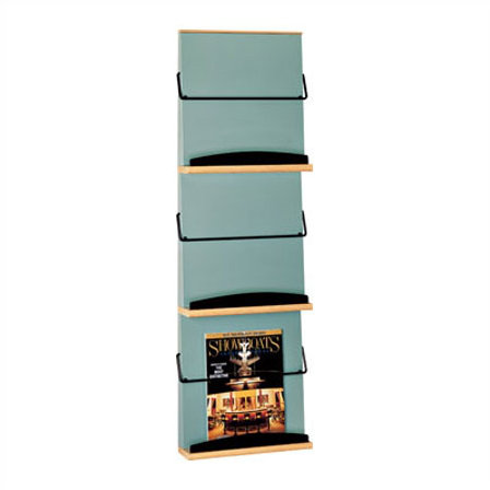 Peter Pepper 45'' H Magazine Rack, Aluminum Metallic, Oak