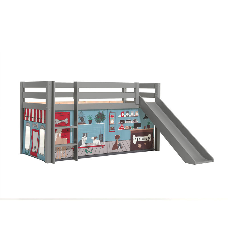 Pino European Single (90 x 200cm) Mid Sleeper Loft Bed Bed by Vipack, Grey