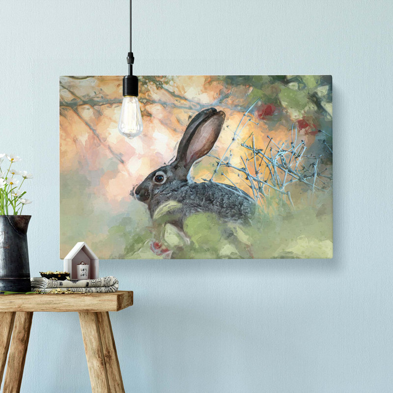 Hare In The Bushes In Abstract - Wrapped Canvas, 50cm H x 76cm W x 3cm D