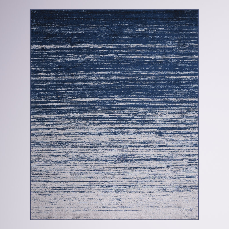 Ayoki Navy/Gray Area Rug, Rectangle 8' x 10'
